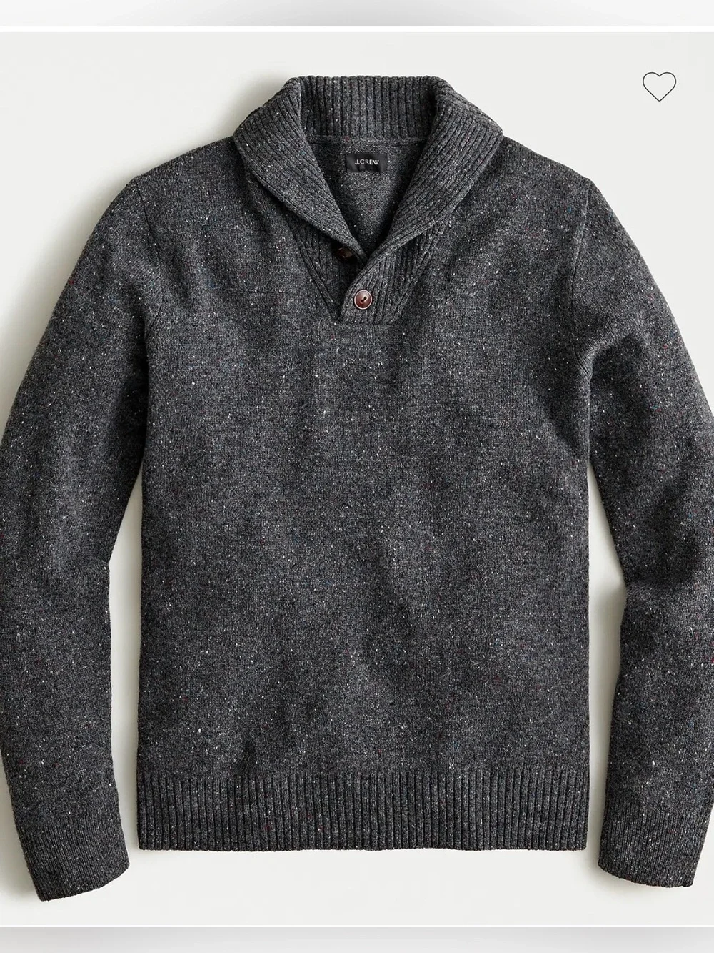 J. Crew Men’s Rugged Merino Donegal Shawl Collar Cardigan Gray size M charcoal